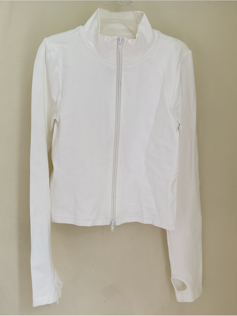 Women's Garage White Zip-Front Long Sleeve Top